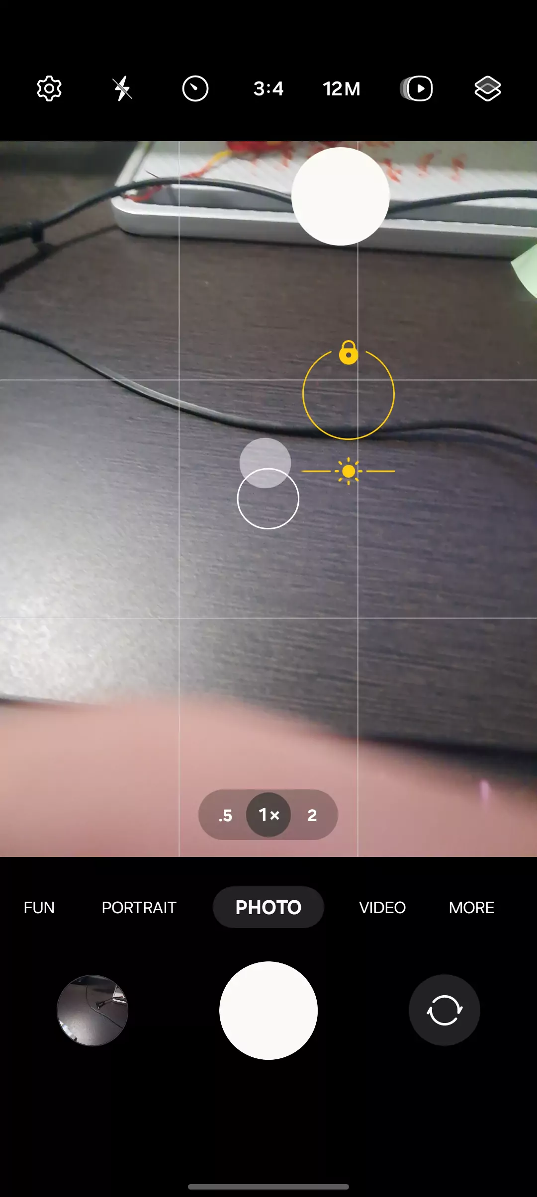 screenshot of locked focus on the camera app on android ..